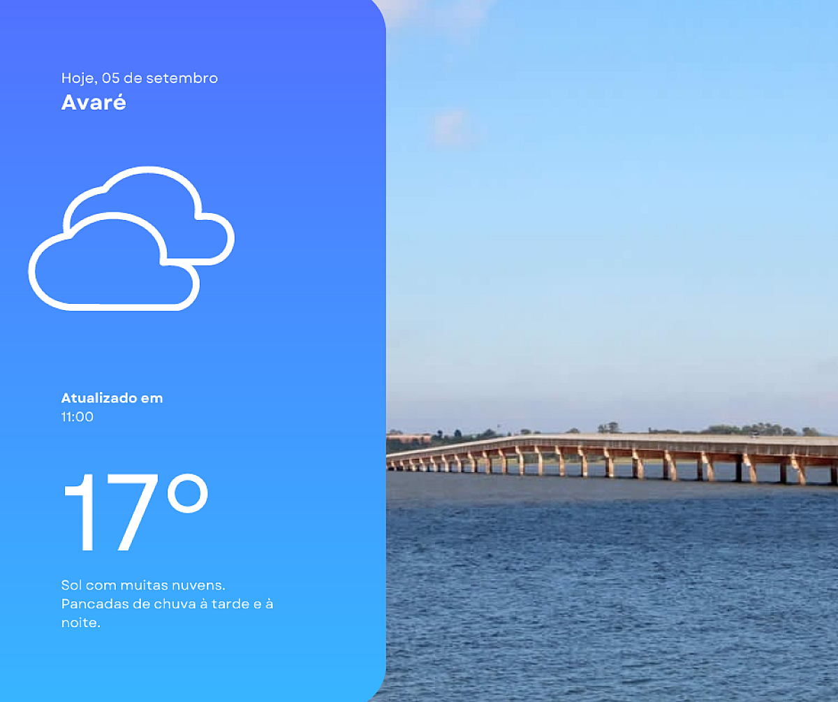 Confira a previsão do tempo para hoje (5) e terça-feira em Avaré
