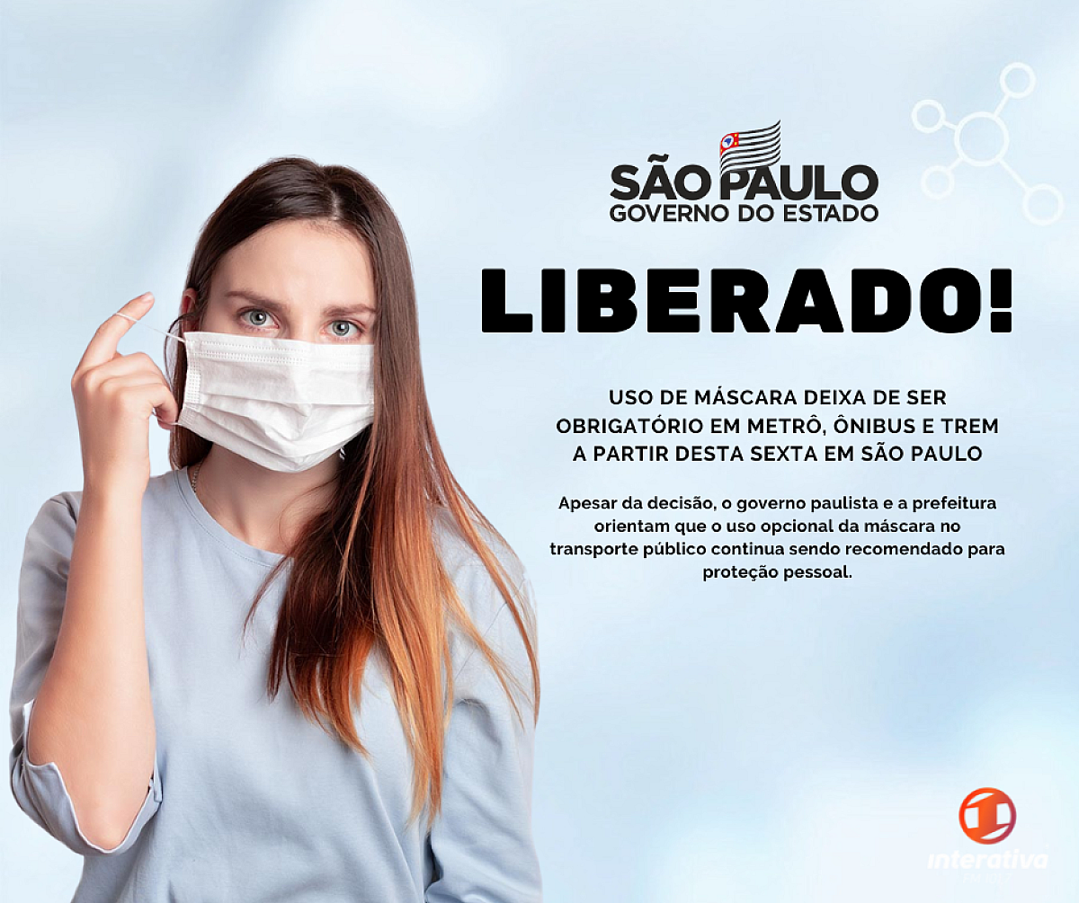 Uso de máscara deixa de ser obrigatório em Metrô, ônibus e trem a partir desta sexta no estado de São Paulo